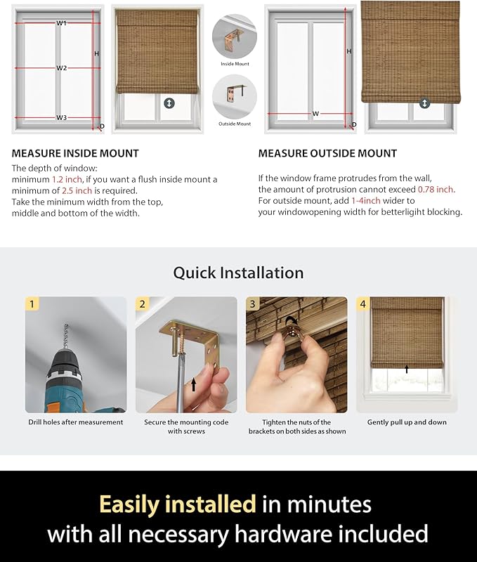 UNISHADES Cordless Bamboo Roman Shades - Image 6