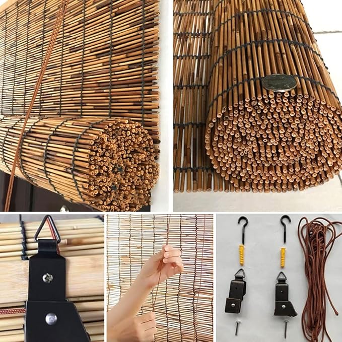 Retro Bamboo Blinds 14" 26" 32" 36" 42" 53" 60" 65" 70" 72" 76" Bamboo Roll Up - Image 4
