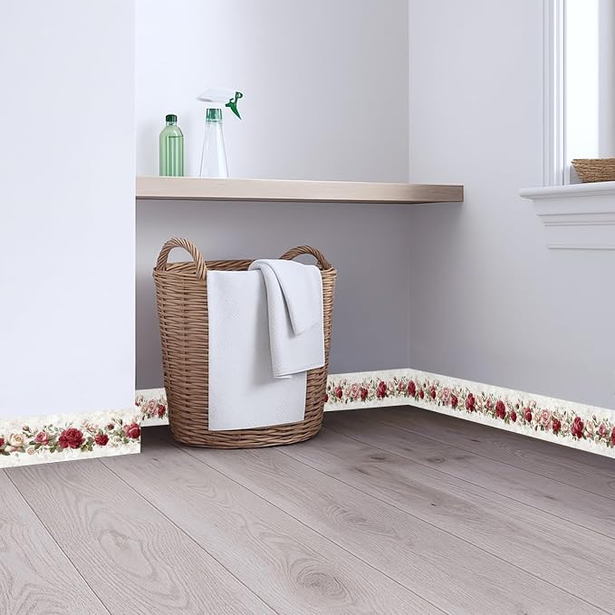 Vintage Rose Wallpaper Border 196x4 Inch Removable Wall Border Peel and Stick - Image 4