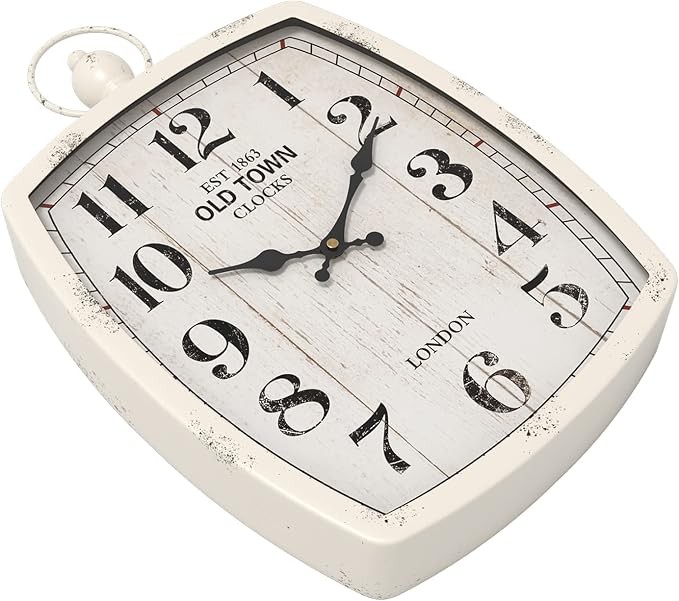 Menterry Large Retro Rectangle Wall Clock, Battery Operated Silent Decor Wall - Image 2