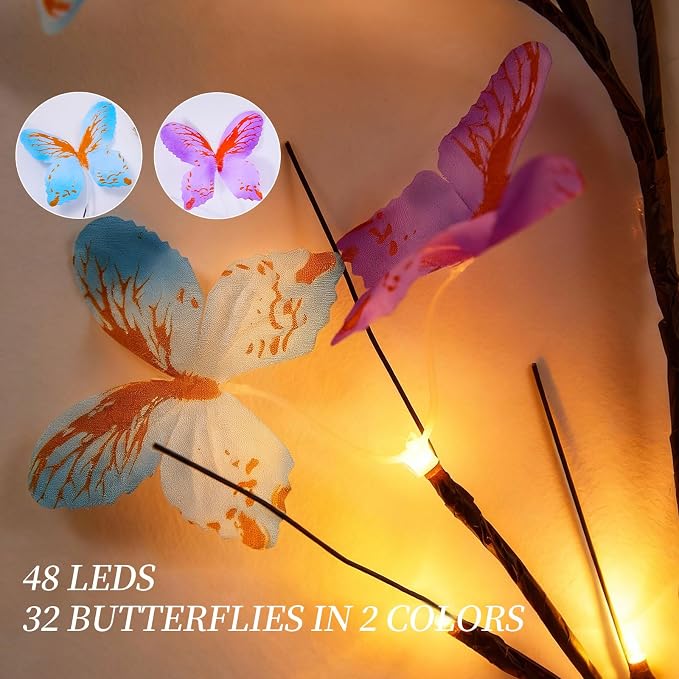 Willow Vine Light with Butterfly 48LED 5.9FT Enchanted Wall Decoration Vine - Image 8