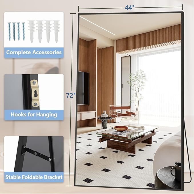 Large Mirror Full Length 72"X44", Oversized Floor Mirror - Image 5
