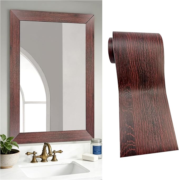 DESOMINOR 27FT Black Border Peel &Stick Black Wood Grain Wallpaper Border by DESOMINOR