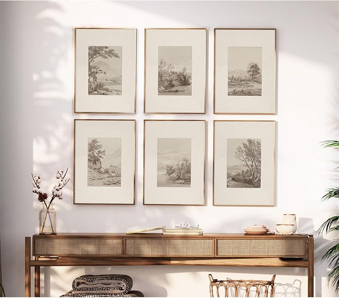 Joocrise Neutral Wall Art Decor Set of 6 Vintage Canvas Wall Art Rustic - Image 5