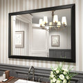 Amorho Black Bathroom Mirror, 48x35 Inch Thick Metal Framed Wall Mirrors by Amorho