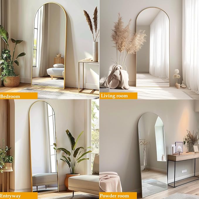 Dewfig Arched Full Length Mirror, Full Body Mirrors - Image 3