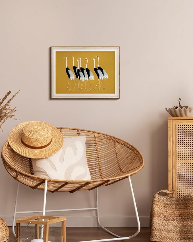 VIYYIEA Framed Wall Art for Living Room, Cranes Canvas Prints, Vintage Home - Image 3