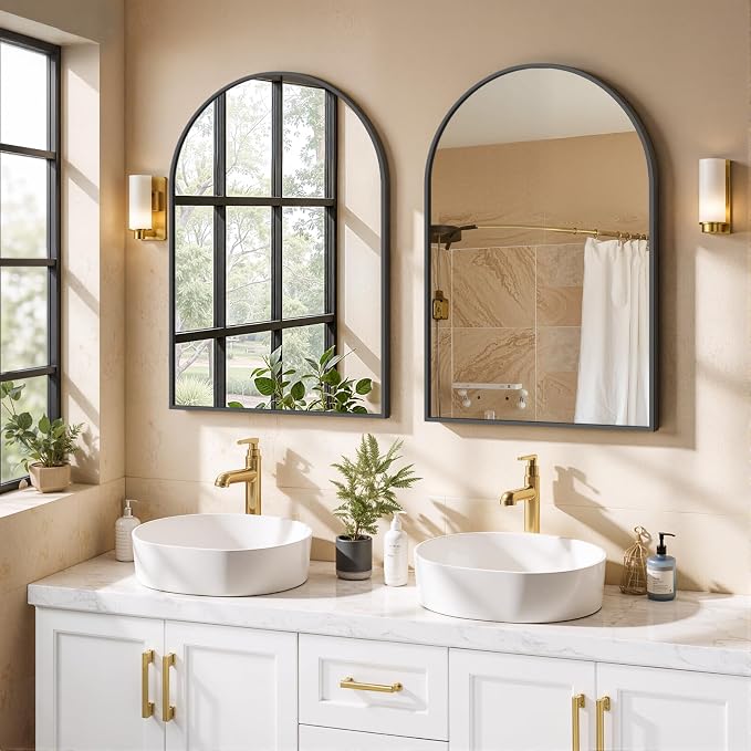 Arched Wall Mirror 36x24 Inch Black Bathroom Vanity Mirror - Image 8