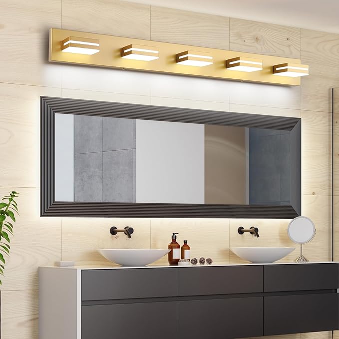SineRise LED Modern Bathroom Vanity Light Fixtures, Matte Gold Modern Acrylic - Image 7