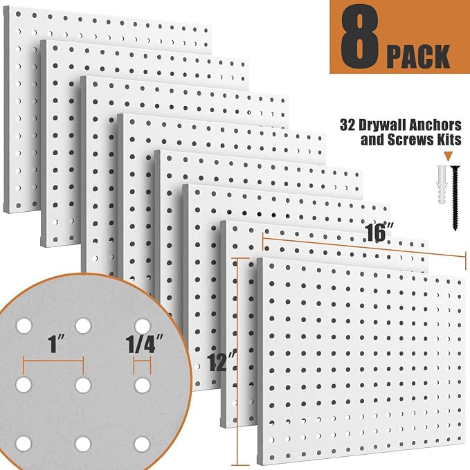 PBHEPJ 8 Pcs Metal Pegboard Panels, Heavy Duty Peg Boards - Image 4