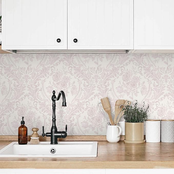 Ismoon Floral Peel and Stick Wallpaper Pink Contact Paper Boho Watercolor - Image 2