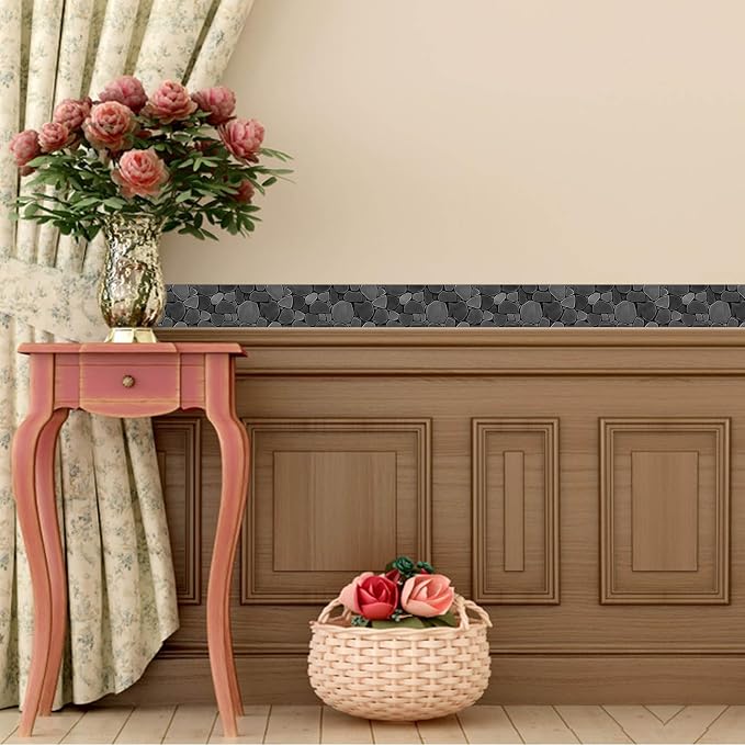 IVN Wallpaper Border Peel and Stick Decorative Wall Trim Self Adhesive Black - Image 7