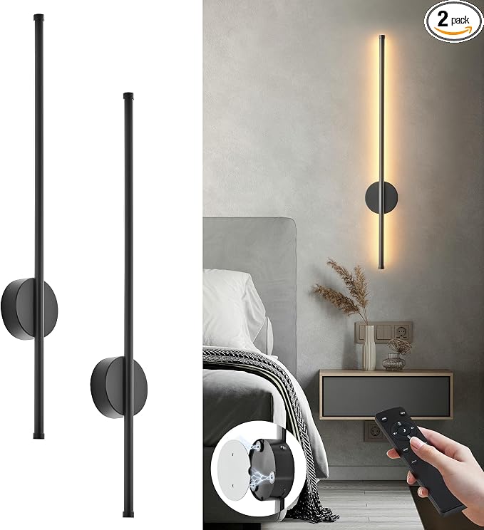 Battery Operated Modern Wall Sconces Set of Two, Rechargeable Wireless Wall by KARTOOSH