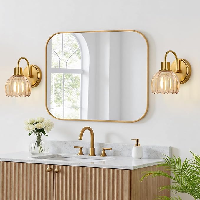 2-Pack Brushed Gold Bathroom Vanity Light, Single-Head Wall Sconce - Image 7