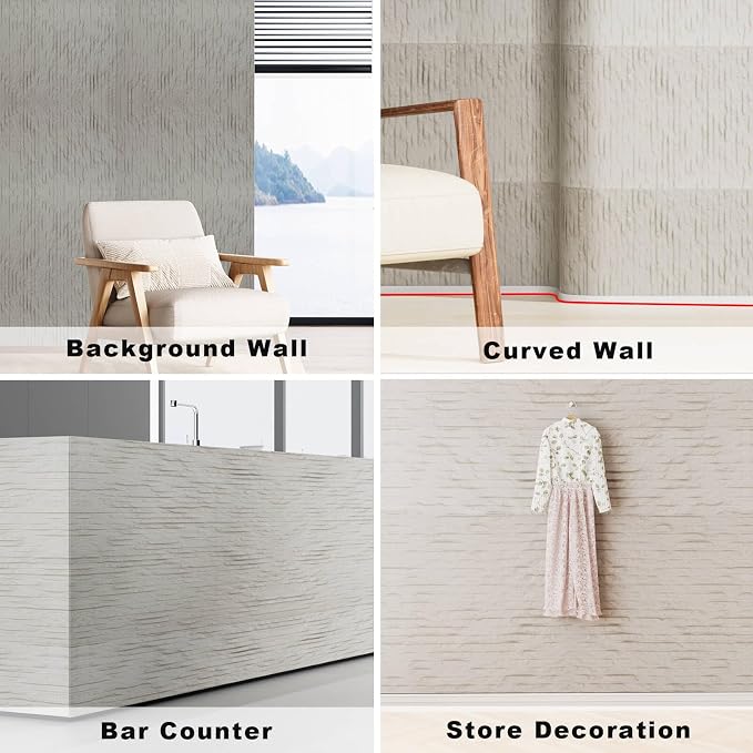 3D Wall Panels - 4PCS 47.2"x23.6" Faux Stone Wall Covering - MCM Modified Clay - Image 3