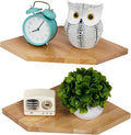 Corner Wall Shelves, Corner Floating Shelves Set of 2 Solid Oak Wood Display by Coamily