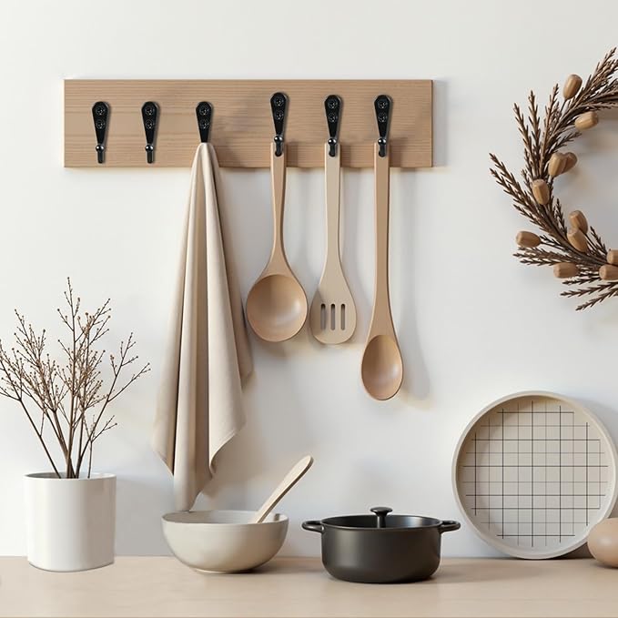 Black Wall Mounted Coat Hooks, Rustproof Metal Hooks - Image 2