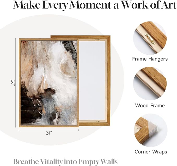 Large Framed Neutral Abstract Set of 2 Wall Art - Image 7