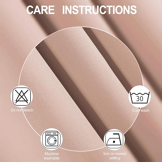 LEMOMO Blackout Curtains 66 x 95 inch/Blush Curtains Set of 2 Panels/Thermal - Image 4