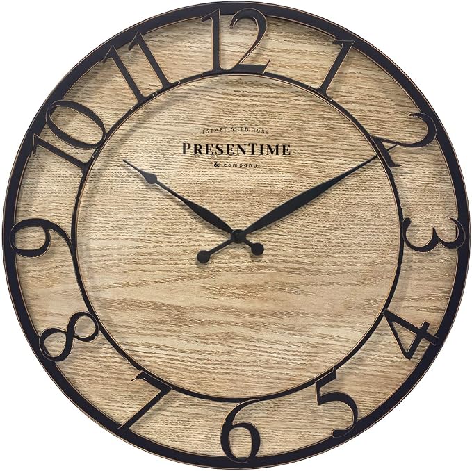 Presentime & Co 21" Farmhouse Series Wall Clock, Cottage Style, Vintage Design by Presentime