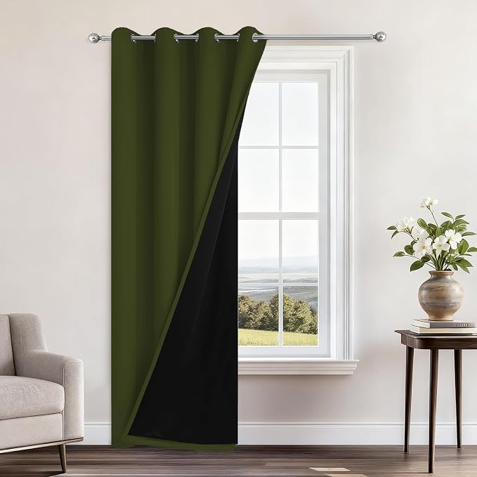 Yakamok 100% Blackout Curtains 84 Inches Long, 2 Thick Layers Heat and Full by Yakamok