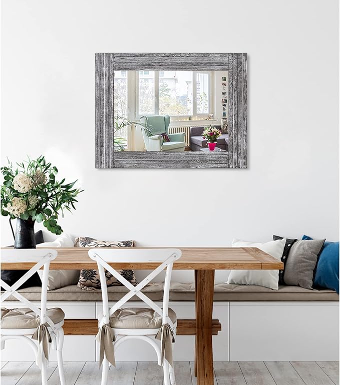 Rustic Wall Mirror Farmhouse, - Image 2