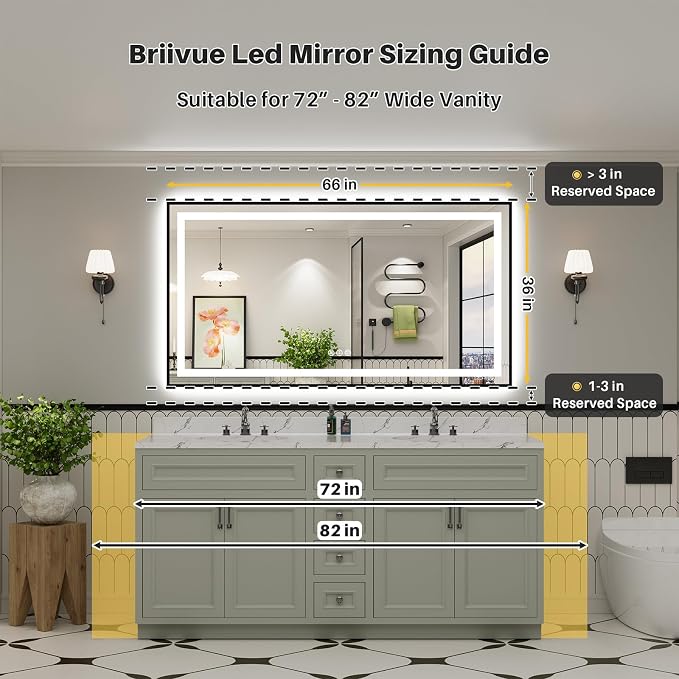 66x36 Inch LED Bathroom Mirror - Image 2