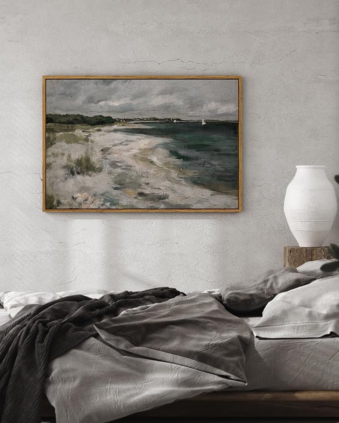 InSimSea Framed Canvas Wall Art, Seaside Landscape Painting Prints, Coastal - Image 2