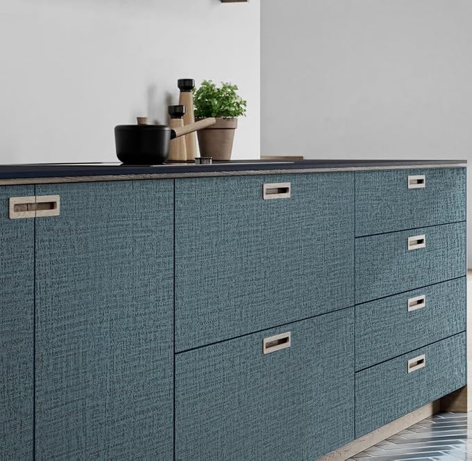Guvana Grasscloth Peel and Stick Wallpaper Blue Textured Contact Paper Modern - Image 2