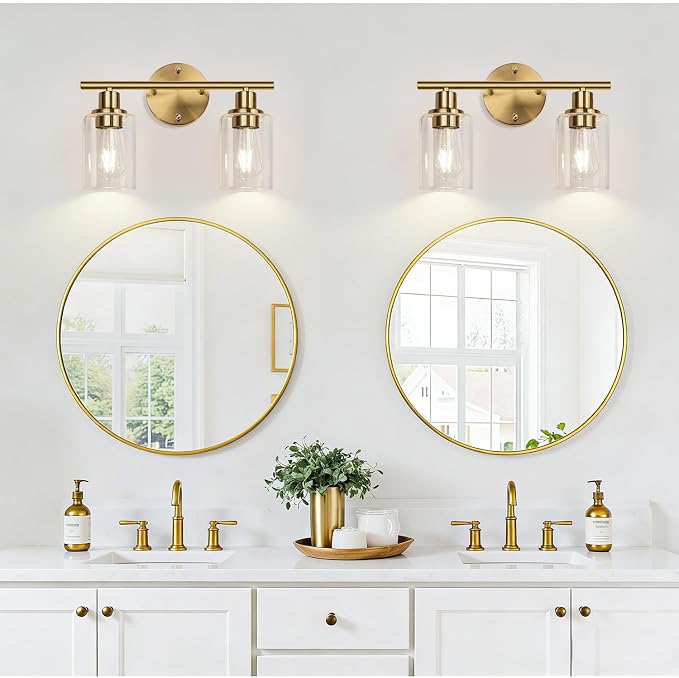 Zarbitta 2-Light Bathroom Light Fixtures, Brushed Gold Vanity Light, Modern - Image 7