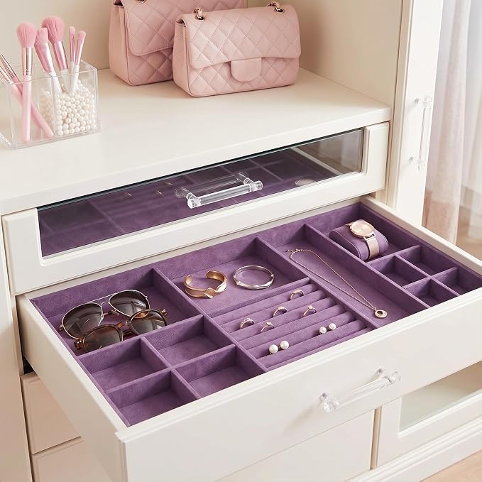 VEELIKE Lavender Purple Velvet Drawer Liner Self Adhesive Velvet Contact Paper - Image 2