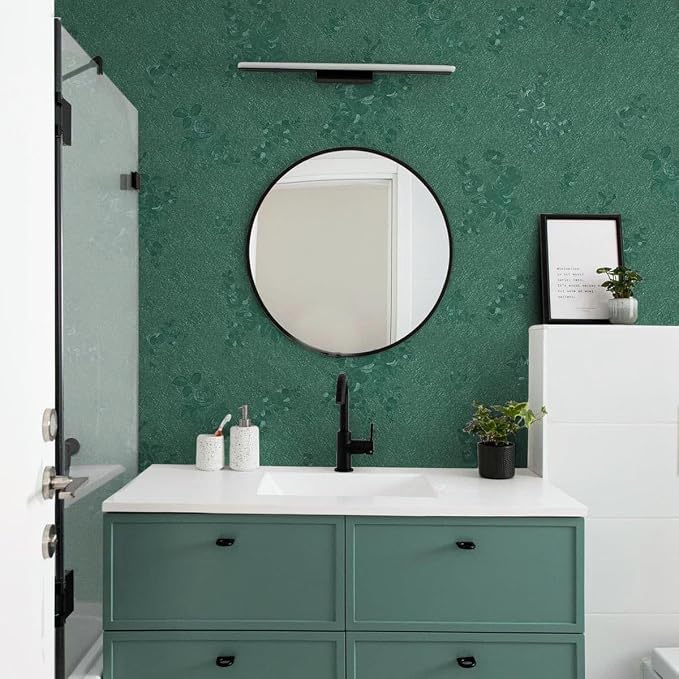 Dark Green Wallpaper Embossed Floral Peel and Stick Wallpaper 197inL78.7inW - Image 7