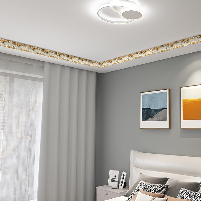 HOMETITUTE Wallpaper Border Peel and Stick Baroque Gold Texture Decorative Wall - Image 4