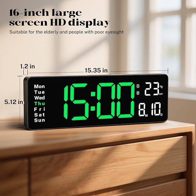Digital Clock Large Display, Led Big Wall Electric Clocks - Image 2