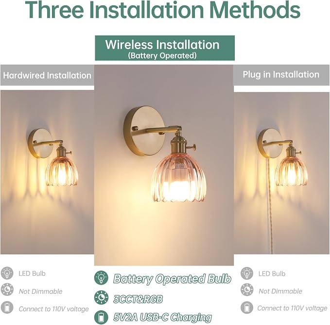 Shenmoyl Vintage 5000 mAh Battery Operated Wall Sconce - Image 3