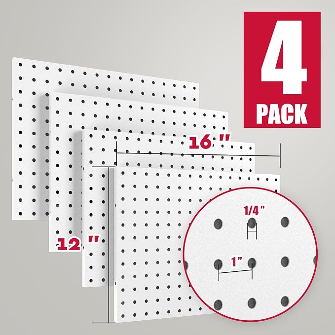Spampur Peg Board, 4 Pack Metal PegBoard Organizer - Image 3