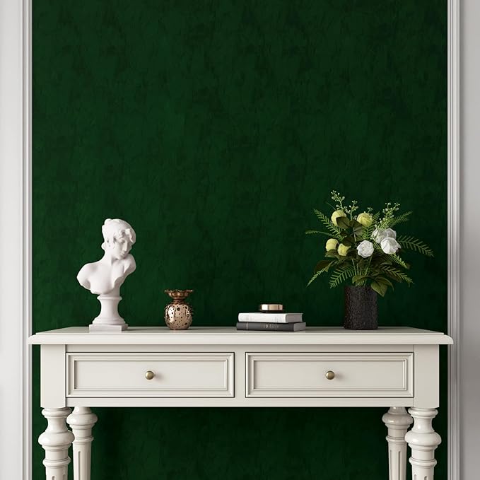 Yenhome 24"X393" Green Velvet Wallpaper Stick and Peel Vintage Green Wallpaper - Image 5