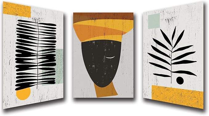 Framed Canvas Wall Art African Ethno Motive Wall Art Set, Abstract Ethno Art - Image 6