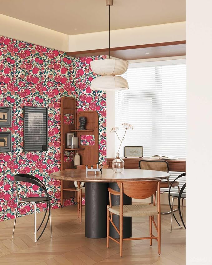 Floral Wallpaper Vintage Red Peel and Stick Wallpaper Self Adhesive Removable - Image 5
