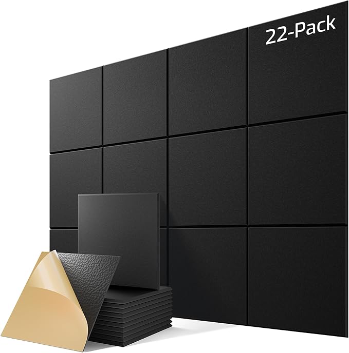 22 Pack Self-Adhesive Acoustic Panels, Soundproof Wall Panels by Lebenforce