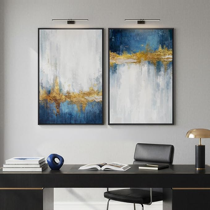Framed Blue and White Abstract Wall Art - Image 4