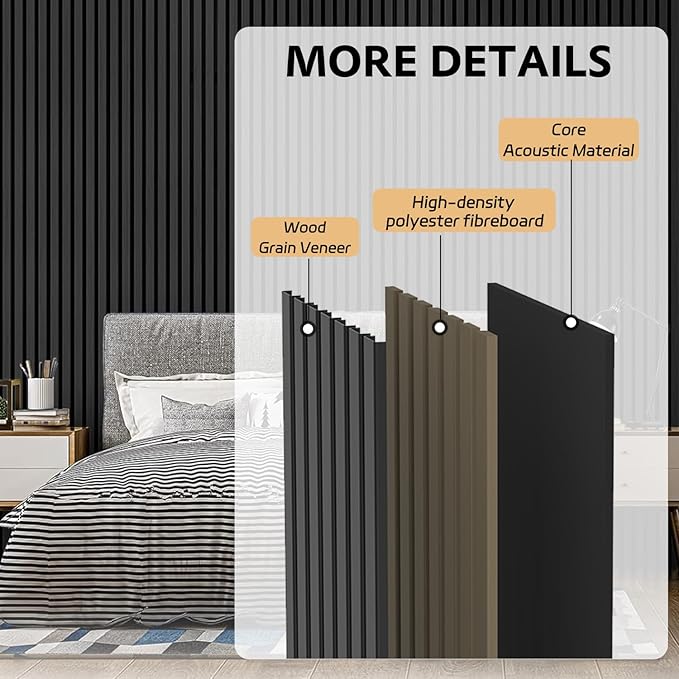 RITOLLO 4 Pack Wood Panels for Wall, 92.5"×12.6" Wood Slat Acoustic Panels for - Image 3