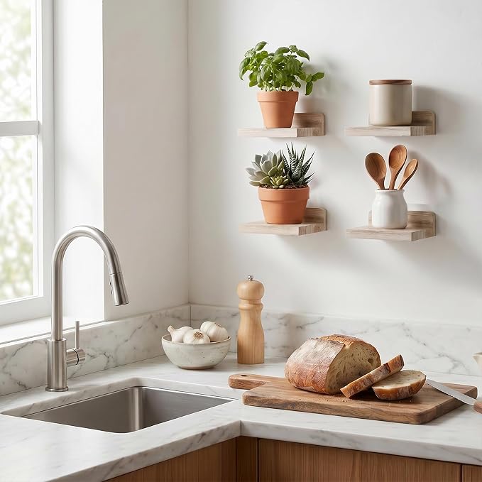 Fixwal Floating Shelves for Wall, Rustic Wood Small Wall Mounted Shelves for - Image 5
