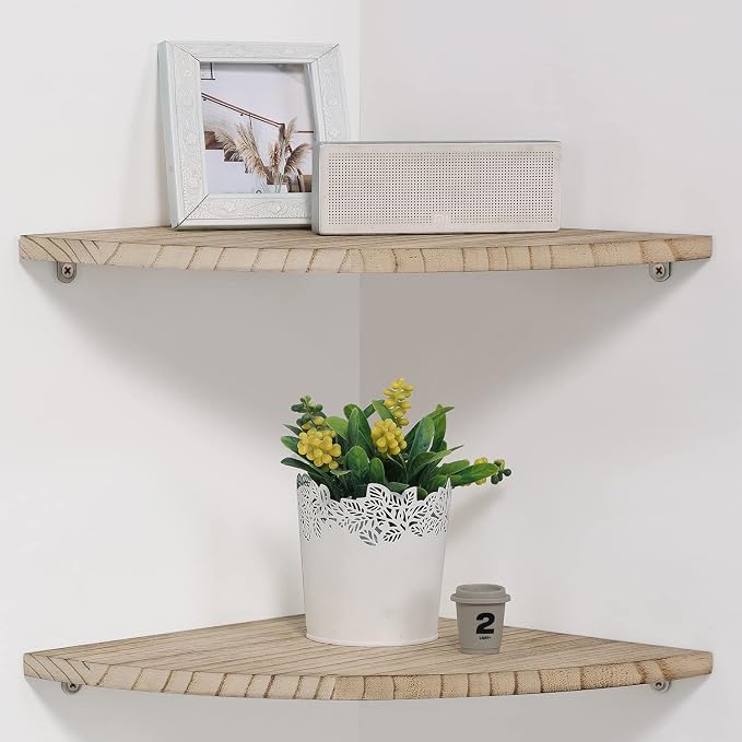 JORIKCHUO 10 inch Corner Wall Shelf, Round End Wall Mounted Floating Corner by JORIKCHUO