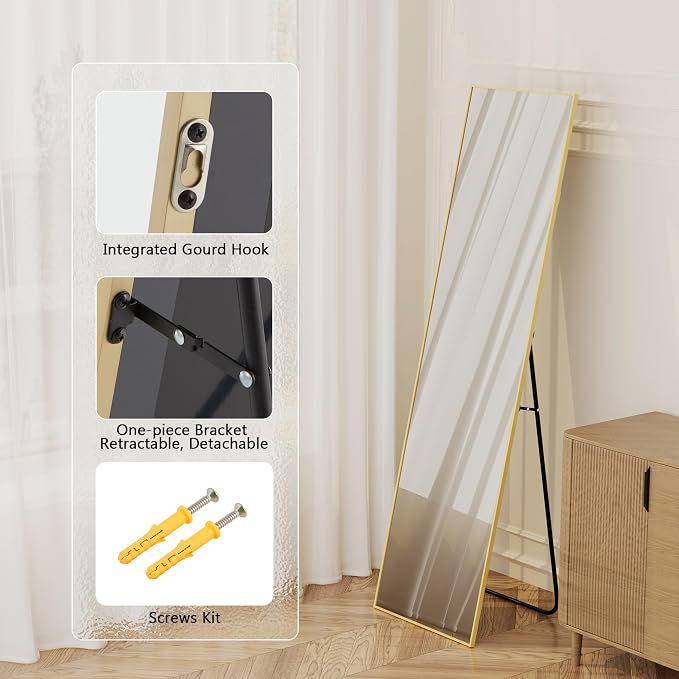 Aluminum Frame Mirror, Free Standing Leaning Mirror Hanging Mounted Mirror - Image 6