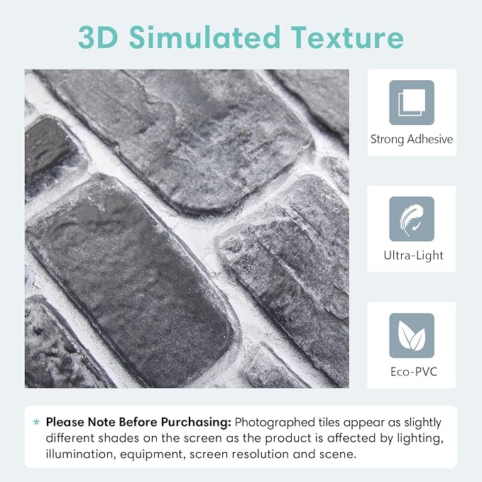Commomy 3D Faux Stone Wall Panel Peel and Stick Wall Tiles - Image 4