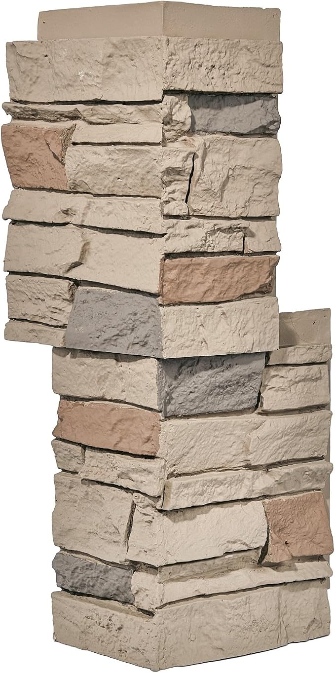 Desert Yellow Faux Stone Outside Corner Panels 24.88" Interlocking Height Per - Image 3