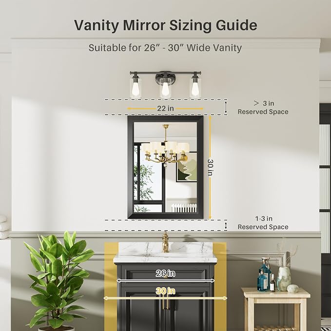 Briivue 22x30 Inch Black Bathroom Mirror - Image 2
