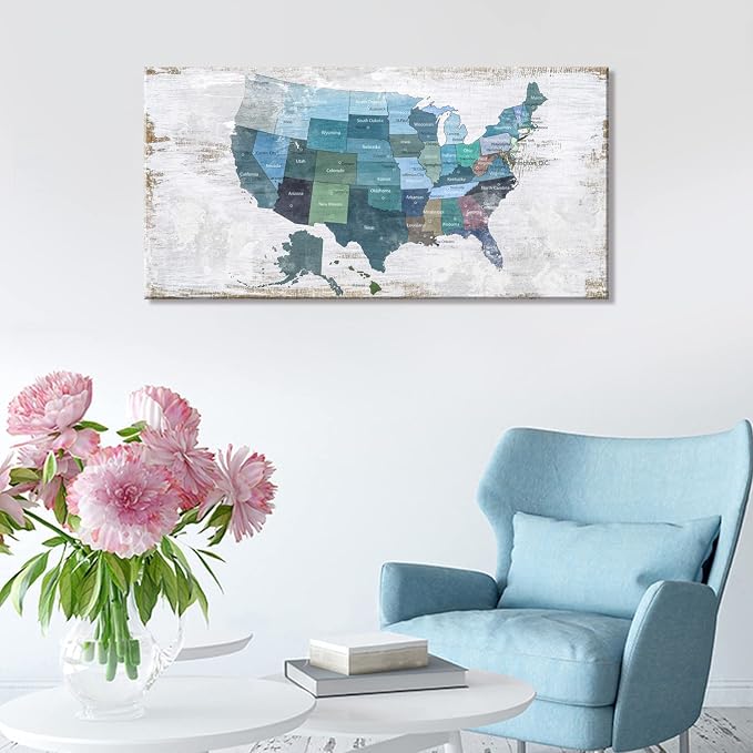 Map of The United States Wall Decor Map Canvas Wall Art - Image 4
