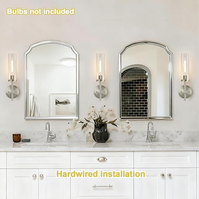 MOKATNG Wall Sconces Set of Two, Brushed Nickel Bathroom Sconces - Image 3
